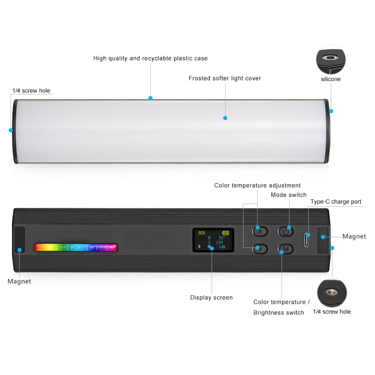 VLOGLITE W200RGB Full Colorful Handheld Fill Light Stick Live Photography Ambient Light Outdoor Lighting - free shipping - PMC TechLife - Order now!