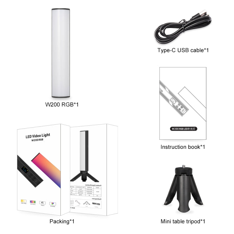VLOGLITE W200RGB Full Colorful Handheld Fill Light Stick Live Photography Ambient Light Outdoor Lighting - free shipping - PMC TechLife - Order now!