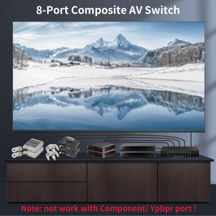 VSW81 AV 8 In 1 Out Audio and Video Switcher RCA Switch Splitter(Black) - Splitter Adapter by PMC TechLife | Online Shopping South Africa | PMC TechLife | Buy Now Pay Later Mobicred