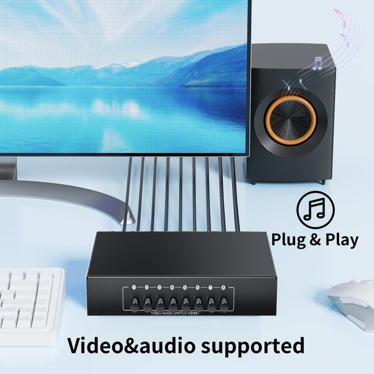 VSW81 AV 8 In 1 Out Audio and Video Switcher RCA Switch Splitter(Black) - Splitter Adapter by PMC TechLife | Online Shopping South Africa | PMC TechLife | Buy Now Pay Later Mobicred