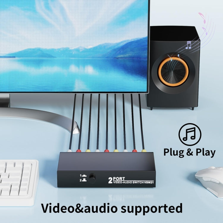 VSW21 AV 2 In 1 Out Audio Switcher RCA Audio Selector Box - free shipping - PMC TechLife - Order now!