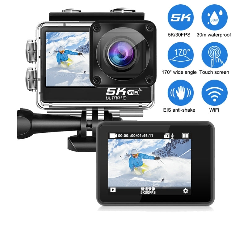 5K/30FPS WIFI HD Anti-Shake Remote Touch Dual-Screen IP68 Waterproof Sports Camera(Microphone Version) - free shipping - PMC TechLife - Order now!