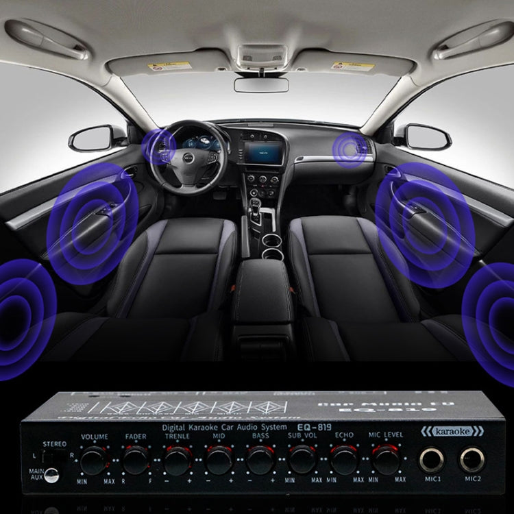 EQ-819 Car Audio Equalizer EQ Tuning Crossover Amplifier Supports Dual Microphone Input Reverberation Adjustment - Car Amplifiers by PMC Jewellery | Online Shopping South Africa | PMC Jewellery | Buy Now Pay Later Mobicred