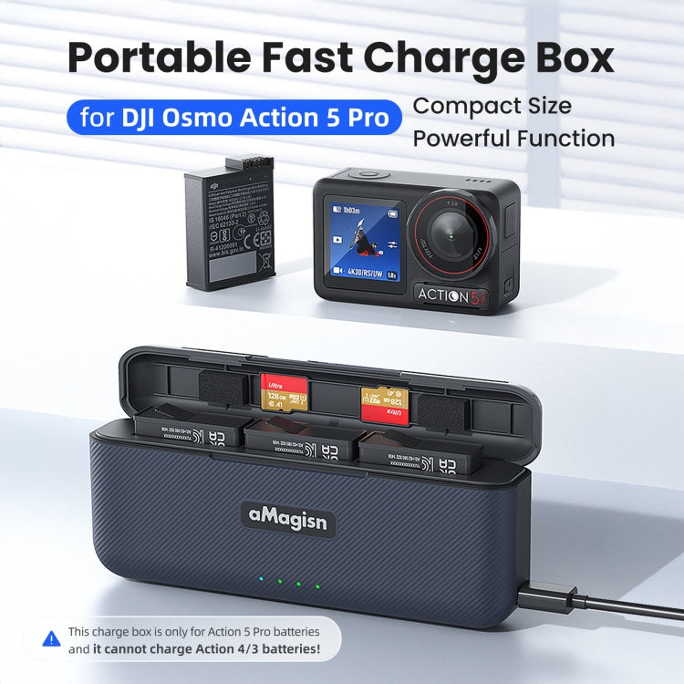 For DJI Osmo 360/Action 5 Pro aMagisn Battery Charger Fast Charging Box Storage Compartment - free shipping - PMC TechLife - Order now!