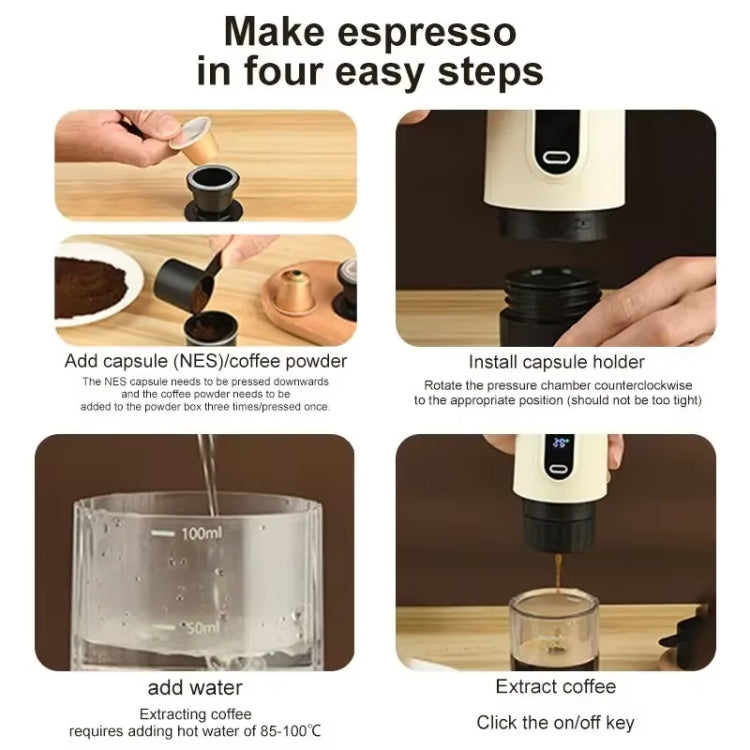 Wireless Portable Coffee Machine Compatible With Ground Coffee & NS Capsule(Black) - free shipping - PMC TechLife - Order now!