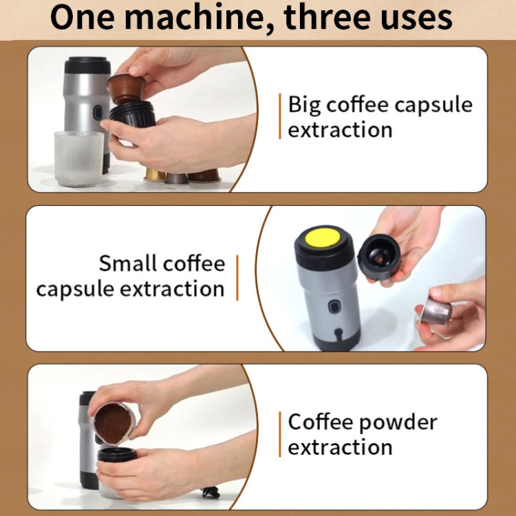12V 3 In 1 Car Self-heating Coffee Machine Compatible With Large / Small Capsules and Ground Coffee, EU Plug(White) - free shipping - PMC TechLife - Order now!