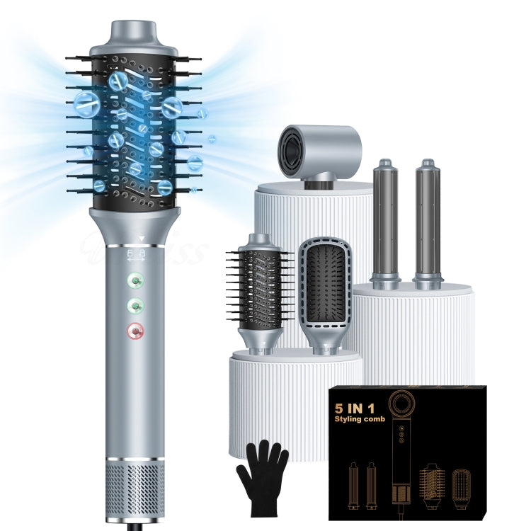 5 in 1 Hot Air Comb Automatic Curling Negative Ion Hair Dryer, Color: Black Gold UK Plug - free shipping - PMC TechLife - Order now!