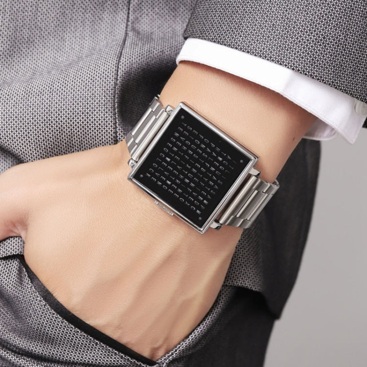 SKMEI Multi-function Letter Display Dial Square Men Electronic Watch, Color: Silver Steel Band - free shipping - PMC TechLife - Order now!