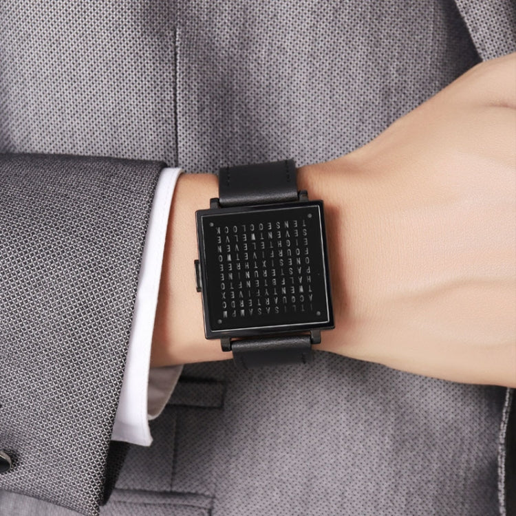 SKMEI Multi-function Letter Display Dial Square Men Electronic Watch, Color: Black Leather Band - free shipping - PMC TechLife - Order now!