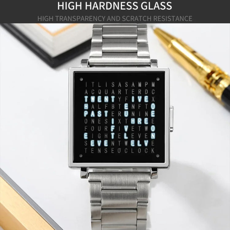 SKMEI Multi-function Letter Display Dial Square Men Electronic Watch, Color: Silver Leather Band - free shipping - PMC TechLife - Order now!