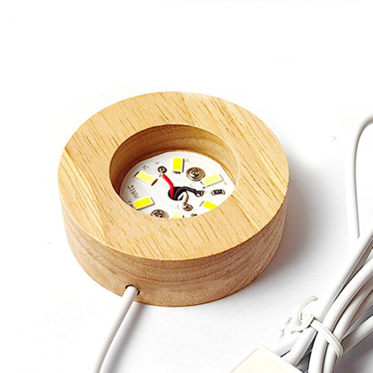 LED Light Solid Wood Luminous Base for Resin Art Acrylic Glass Lights Round 6x2cm(White Light) - free shipping - PMc TechLife - Order now!