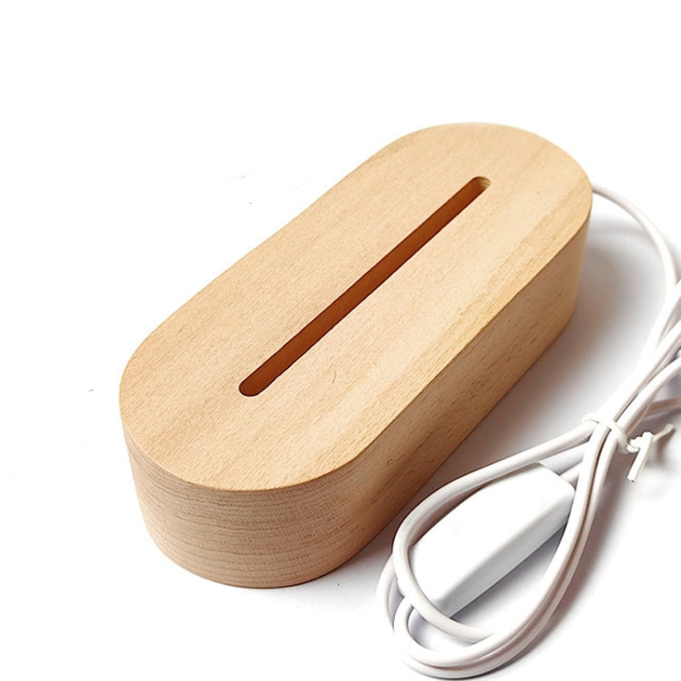 LED Light Solid Wood Luminous Base for Resin Art Acrylic Glass Lights Oval  15cm(Three-color Light) - free shipping - PMc TechLife - Order now!