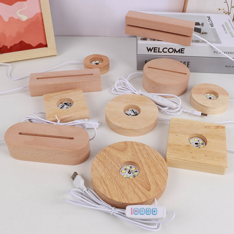 LED Light Solid Wood Luminous Base for Resin Art Acrylic Glass Lights Oval  15cm(Three-color Light) - free shipping - PMc TechLife - Order now!