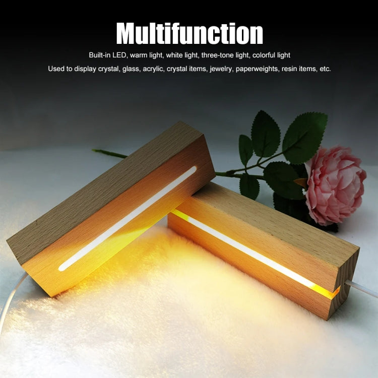 LED Light Solid Wood Luminous Base for Resin Art Acrylic Glass Lights Round 10x2cm(Three-color Light) - free shipping - PMc TechLife - Order now!