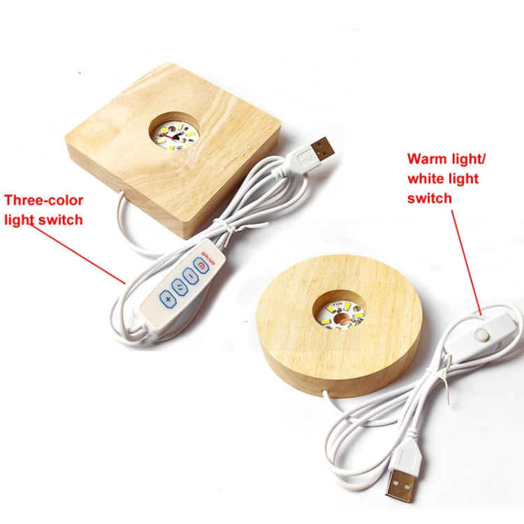 LED Light Solid Wood Luminous Base for Resin Art Acrylic Glass Lights Rectangular 18cm(Three-color Light) - free shipping - PMc TechLife - Order now!