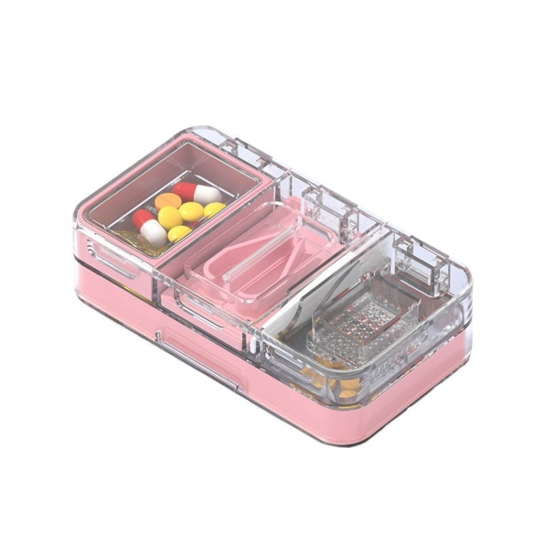 3 In 1 Double-layer Cutting and Grinding Medicine Box Travel Pill Organizer Case(Pink) - free shipping - PMC TechLife - Order now!