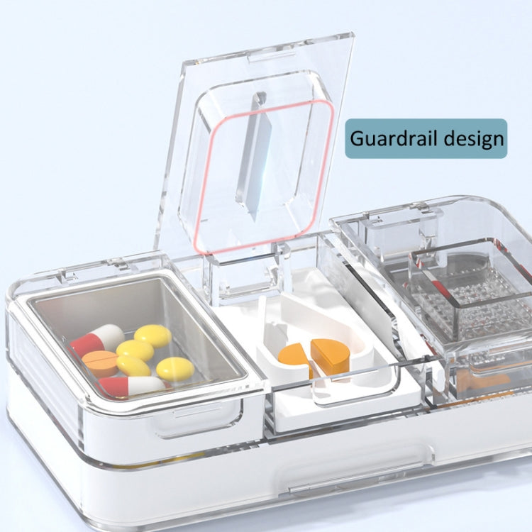 3 In 1 Double-layer Cutting and Grinding Medicine Box Travel Pill Organizer Case(White) - free shipping - PMC TechLife - Order now!