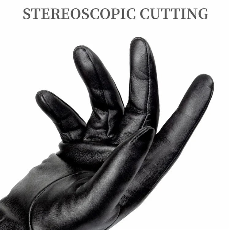 Women Sheepskin Wool Fleece Lined Windproof Warm Gloves Touchscreen Thick Snow Driving Gloves, Size: L(Red) - Full Finger Gloves by PMC TechLife | Online Shopping South Africa | PMC TechLife | Buy Now Pay Later Mobicred