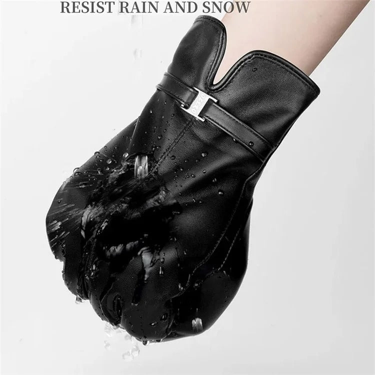 Women Sheepskin Wool Fleece Lined Windproof Warm Gloves Touchscreen Thick Snow Driving Gloves, Size: XL(Red) - Full Finger Gloves by PMC TechLife | Online Shopping South Africa | PMC TechLife | Buy Now Pay Later Mobicred