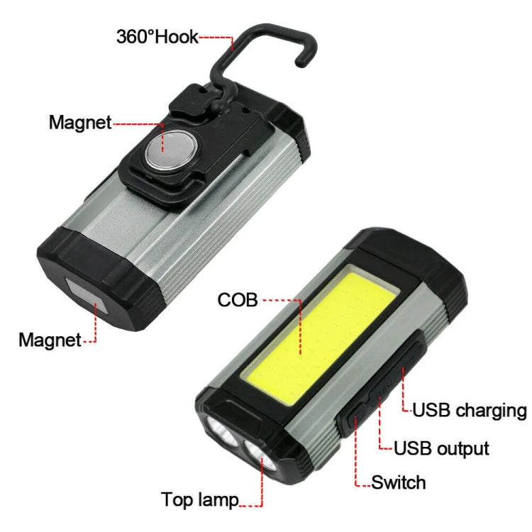 E-SMARTER K011 USB Rechargeable Repair Light With Magnet COB Strong Light Flashlight, Style: B Simple Silver - Other Tools by E-SMARTER | Online Shopping South Africa | PMC TechLife | Buy Now Pay Later Mobicred