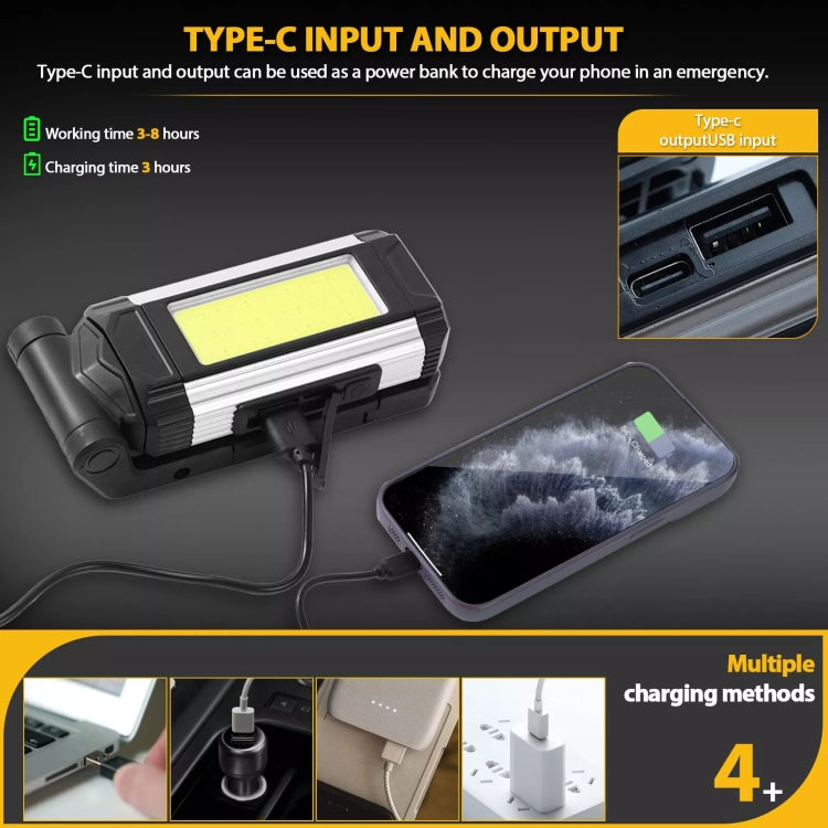 E-SMARTER K011 USB Rechargeable Repair Light With Magnet COB Strong Light Flashlight, Style: A Foldable Red - Other Tools by E-SMARTER | Online Shopping South Africa | PMC Jewellery | Buy Now Pay Later Mobicred