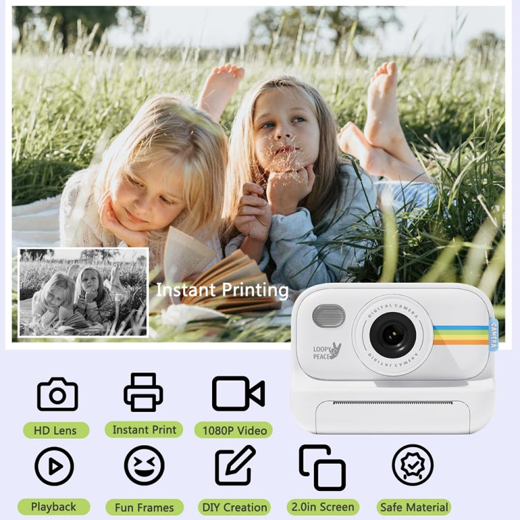 2.0-Inch LED Flash 1080P HD Recording Photo Printing Camera With 3-Rolls Paper, Color: Purple+32G - Children Cameras by PMC TechLife | Online Shopping South Africa | PMC TechLife | Buy Now Pay Later Mobicred