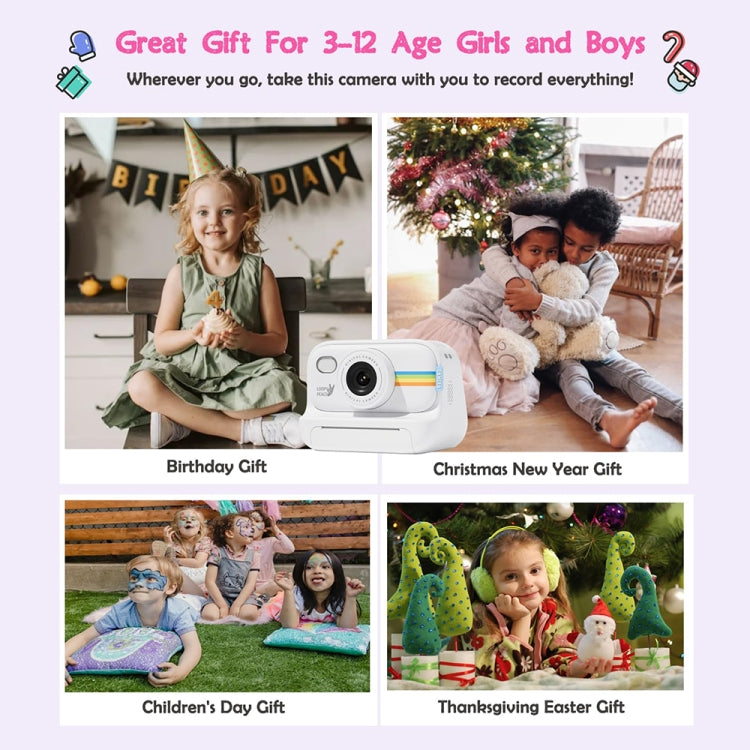 2.0-Inch LED Flash 1080P HD Recording Photo Printing Camera With 3-Rolls Paper, Color: Purple - Children Cameras by PMC TechLife | Online Shopping South Africa | PMC TechLife | Buy Now Pay Later Mobicred