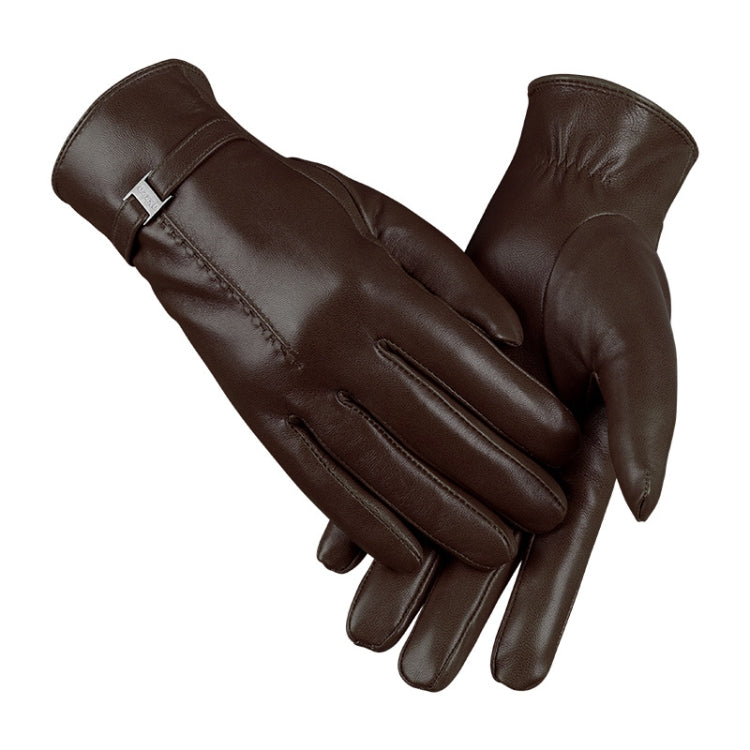 OZERO Women Sheepskin Warm Gloves with Fleece Lining Split Finger Elasticated Gloves, Size: L(Red Coffee) - Full Finger Gloves by OZERO | Online Shopping South Africa | PMC TechLife | Buy Now Pay Later Mobicred