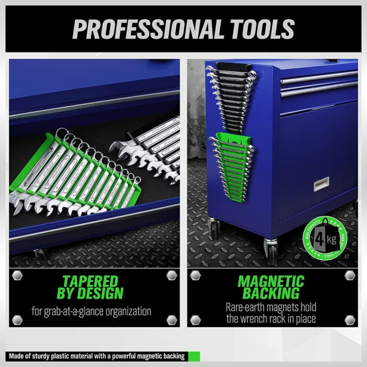 12-Slot Plastic Magnetic Removable Tray Wrench Storage Bracket(Black+Green) - Other Tools by PMC TechLife | Online Shopping South Africa | PMC TechLife | Buy Now Pay Later Mobicred