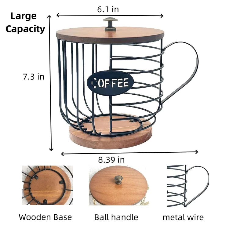 Coffee Companion Storage Rack Cup-Shaped Kitchen Storage Basket, Color: Black with Words - free shipping - PMC TechLife - Order now!
