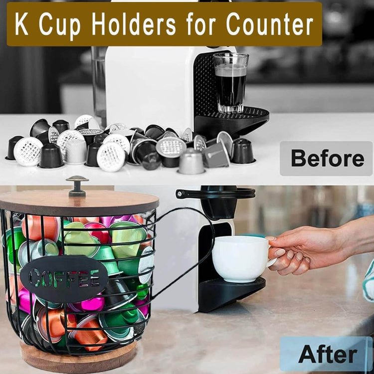 Coffee Companion Storage Rack Cup-Shaped Kitchen Storage Basket, Color: Gold with Words���Lid - free shipping - PMC TechLife - Order now!