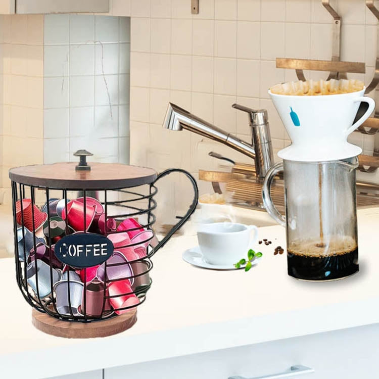 Coffee Companion Storage Rack Cup-Shaped Kitchen Storage Basket, Color: Black No Words - free shipping - PMC TechLife - Order now!