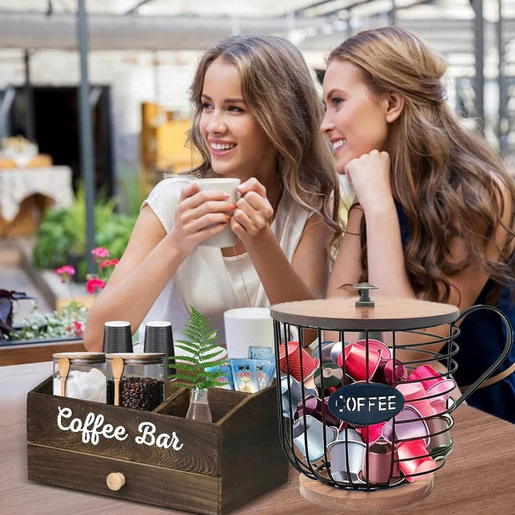 Coffee Companion Storage Rack Cup-Shaped Kitchen Storage Basket, Color: Black with Words - free shipping - PMC TechLife - Order now!