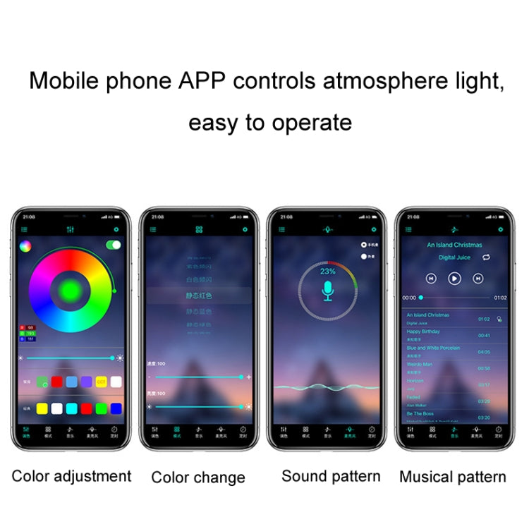 Eight-Color LED Voice Control Car Music Rhythm Atmosphere Light, Specification: 5V USB With Switch APP - Atmosphere lights by PMC TechLife | Online Shopping South Africa | PMC TechLife | Buy Now Pay Later Mobicred
