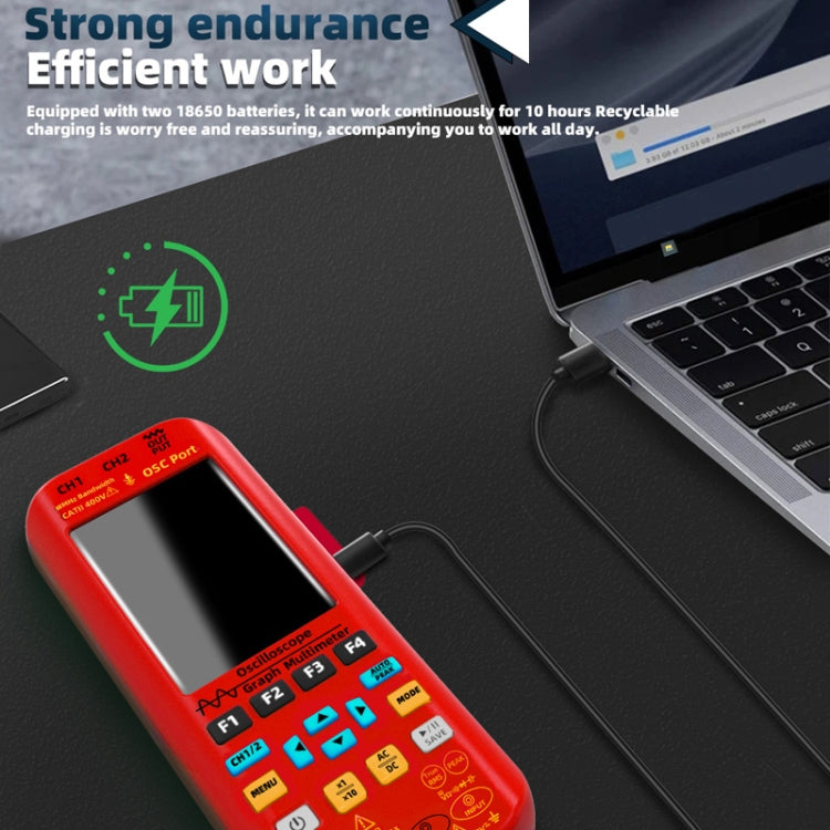 BSIDE O9 Digital Handheld Dual Channel 50MHz Oscilloscope Signal Source Multimeter, Spec: With Dual Oscilloscope Probe (Red) - Digital Multimeter by BSIDE | Online Shopping South Africa | PMC TechLife | Buy Now Pay Later Mobicred