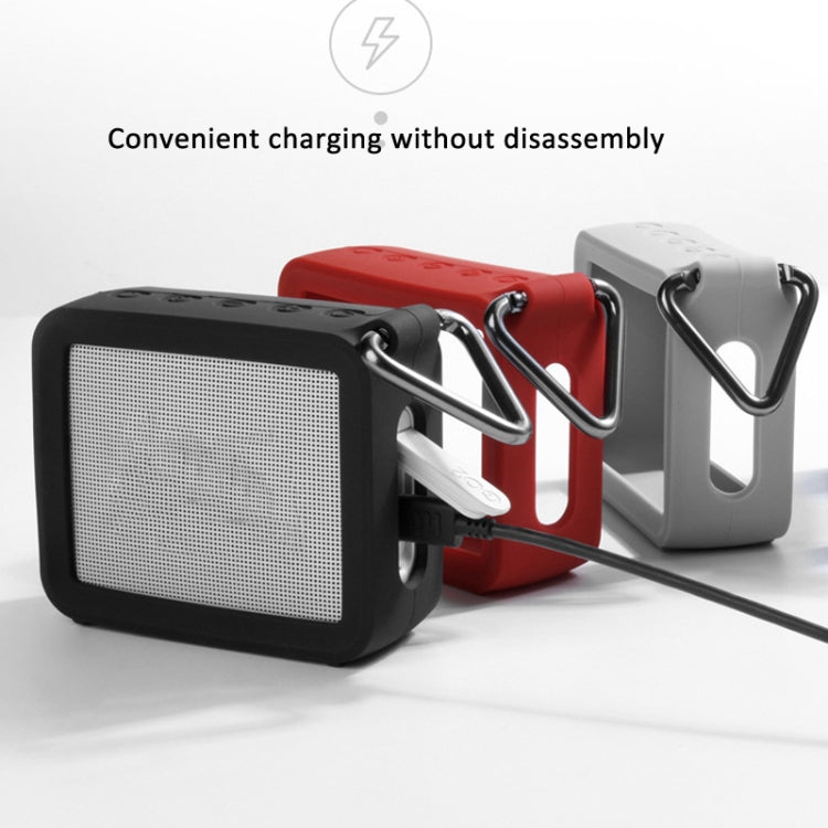 For JBL GO 2 Speaker Silicone Cover with PU Hand Strap Anti-lost Audio Protective Case(Gray) - Protective Case by PMc TechLife | Online Shopping South Africa | PMc TechLife | Buy Now Pay Later Mobicred