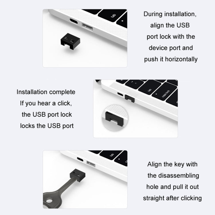 USB Removable Sealing Plug Ddustproof Hidden Anti-Theft Safety Lock(10 Plug+1 Key) - Anti-Dust Plugs by PMC TechLife | Online Shopping South Africa | PMC TechLife | Buy Now Pay Later Mobicred