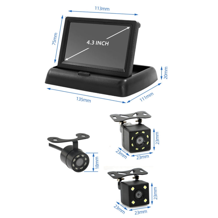 4.3 Inch Display Night Vision Waterproof Reversing Camera +7 Meter Extension Cable, Color: Detachable Screen + Butterfly Camera - Rear View Cameras by PMC TechLife | Online Shopping South Africa | PMC TechLife | Buy Now Pay Later Mobicred