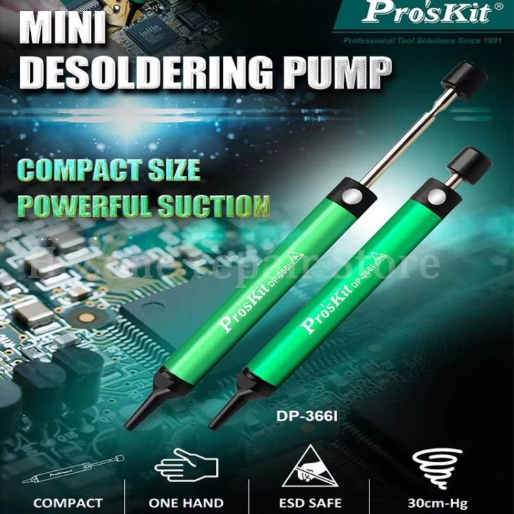 ProsKit  DP-366I Mini Aluminum Alloy Tin Suction Device Anti-static Desoldering Pump - free shipping - PMc TechLife - Order now!