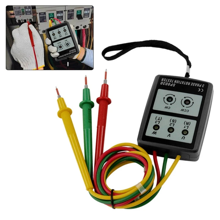 SP8030 3 Phase Alternating Current Phase Meter Phase Detector Rotation Tester Indicator Digital Phase-Order Indicator - Digital Multimeter by PMC TechLife | Online Shopping South Africa | PMC TechLife | Buy Now Pay Later Mobicred