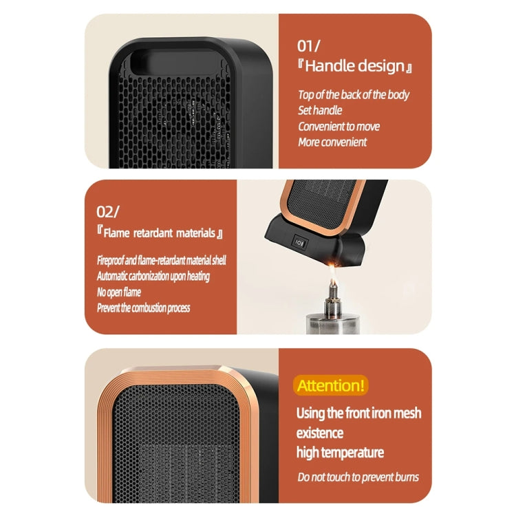 1000W High-power Household Heater Small Desktop Ceramic PTC Heating Heater, Spec: EU Plug(Black) - free shipping - PMC TechLife - Order now!