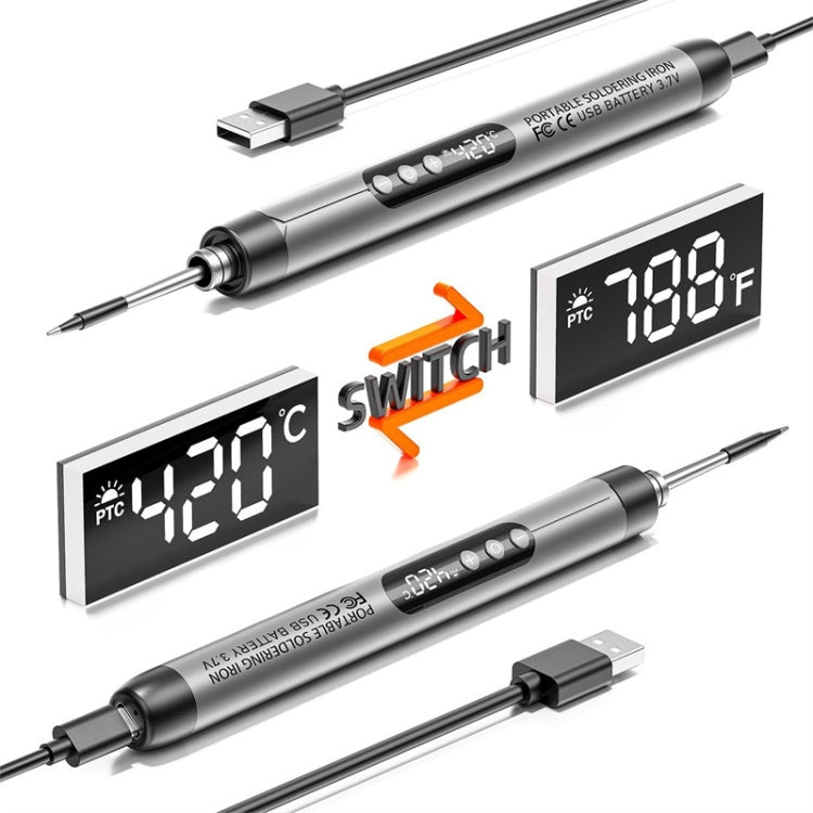 USB Digital Display Charging Soldering Iron Set 5-speed Temperature Adjustable Standard Edition Orange - Soldering Iron Set by PMc TechLife | Online Shopping South Africa | PMc TechLife | Buy Now Pay Later Mobicred