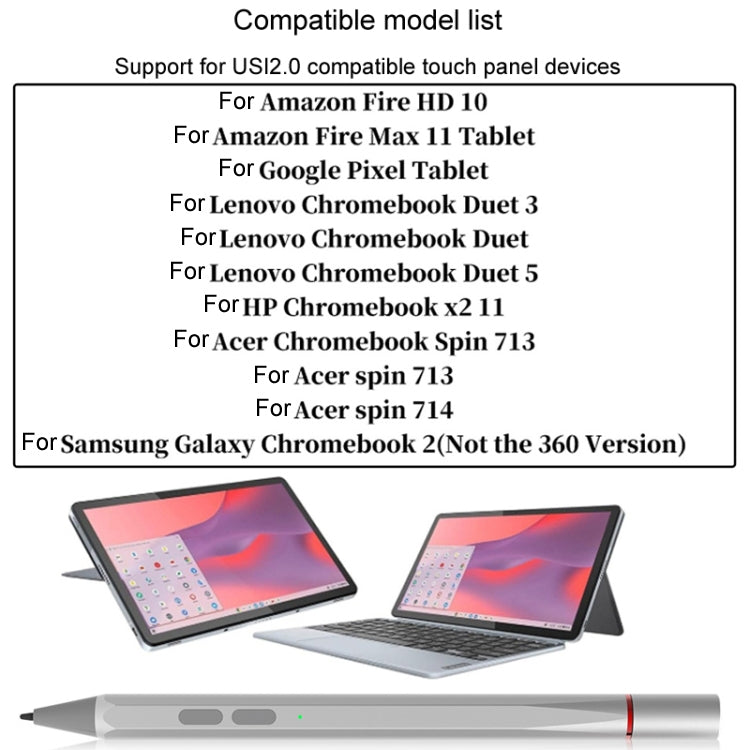 UX95 For Amazon Tablet/Chromebook Stylus 4096 Pressure Sensitive Stylus USI Protocol Pen(Silver) - Stylus Pen by PMC TechLife | Online Shopping South Africa | PMC TechLife | Buy Now Pay Later Mobicred