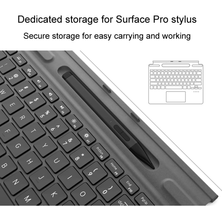 For Microsoft Surface Pro 8 / 9 / X Bluetooth Keyboard Magnetic Tablet Wireless Touch Backlit Keyboard With Pen Slot(Gray) - Others Keyboard by PMC TechLife | Online Shopping South Africa | PMC TechLife | Buy Now Pay Later Mobicred