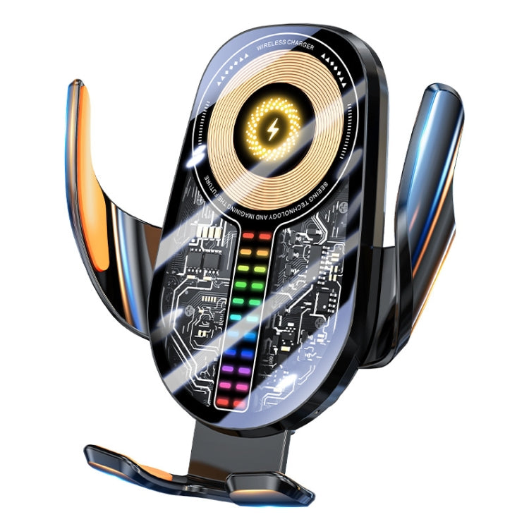 15W Car Sound Pickup Atmosphere Light Wireless Mobile Phone Charging Stand(Black) - Wireless Charger Holders by PMC TechLife | Online Shopping South Africa | PMC TechLife | Buy Now Pay Later Mobicred