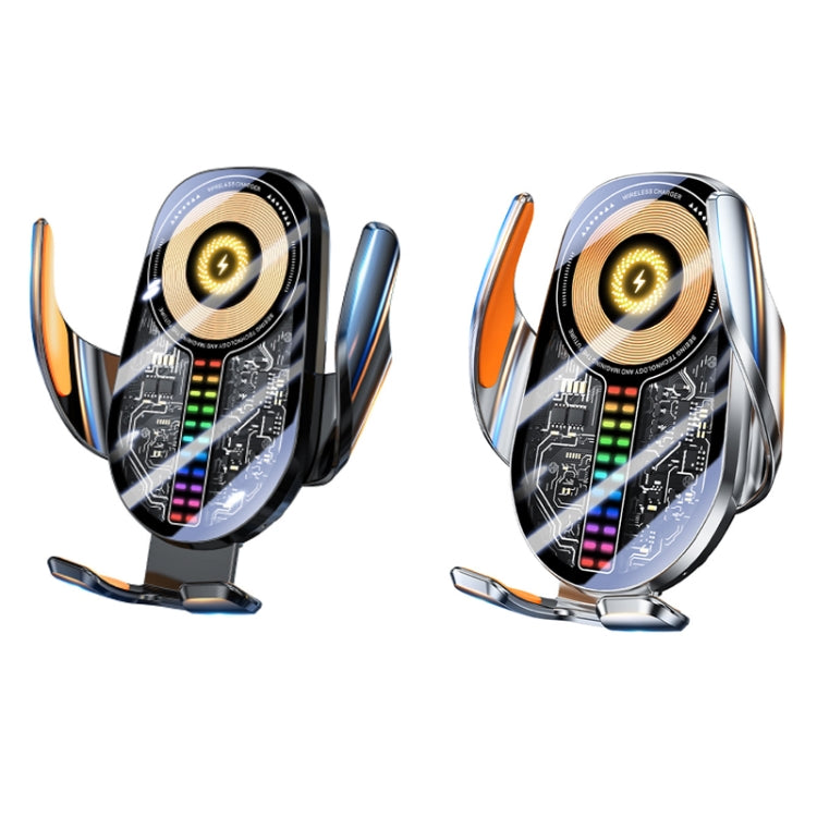 15W Car Sound Pickup Atmosphere Light Wireless Mobile Phone Charging Stand(Black) - Wireless Charger Holders by PMC TechLife | Online Shopping South Africa | PMC TechLife | Buy Now Pay Later Mobicred