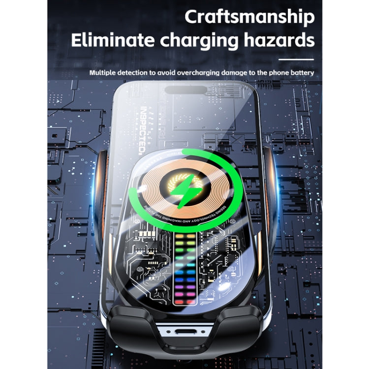 15W Car Sound Pickup Atmosphere Light Wireless Mobile Phone Charging Stand(Black) - Wireless Charger Holders by PMC TechLife | Online Shopping South Africa | PMC TechLife | Buy Now Pay Later Mobicred