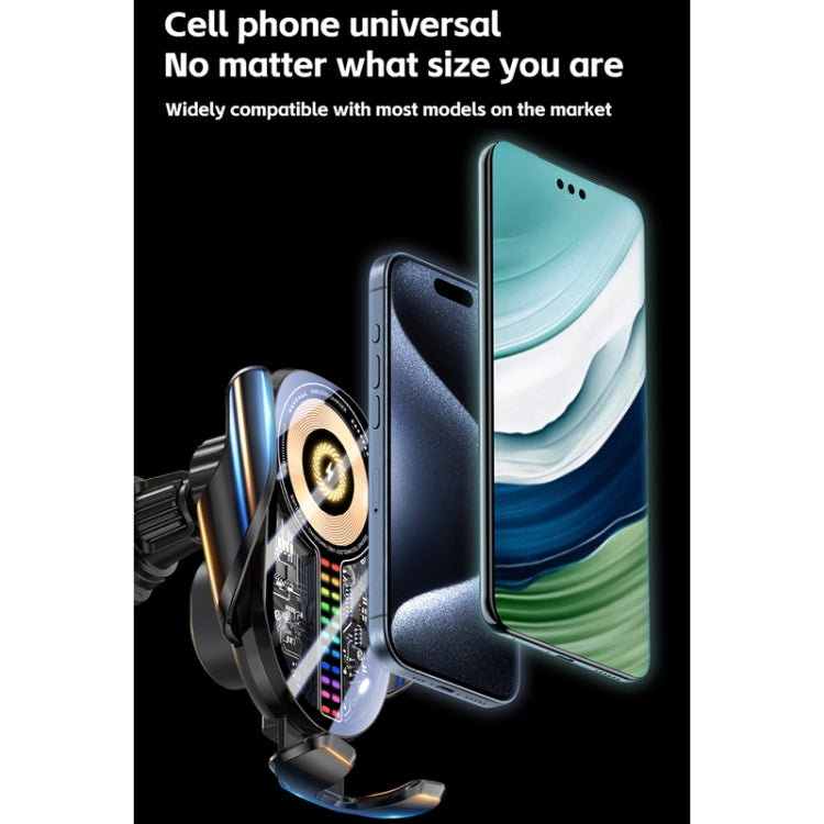 15W Car Sound Pickup Atmosphere Light Wireless Mobile Phone Charging Stand(Black) - Wireless Charger Holders by PMC TechLife | Online Shopping South Africa | PMC TechLife | Buy Now Pay Later Mobicred