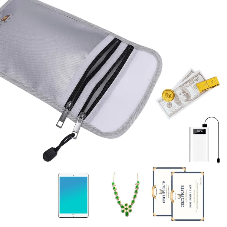 Double Zipper Pockets Fireproof Document Bag Valuables Storage Pouch 10.6x6.9 Inch - free shipping - PMc TechLife - Order now!