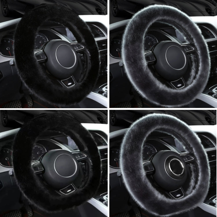 38cm Car Steering Wheel Winter Warm Short Plush Cover(O-type Black) - Steering Wheel Accessories by PMC TechLife | Online Shopping South Africa | PMC TechLife | Buy Now Pay Later Mobicred